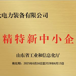 專精特新中小企業(yè)證書